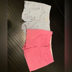 Lilly Pulitzer size 2 bundle solid Pink and searsucker Striped ladybug Shorts